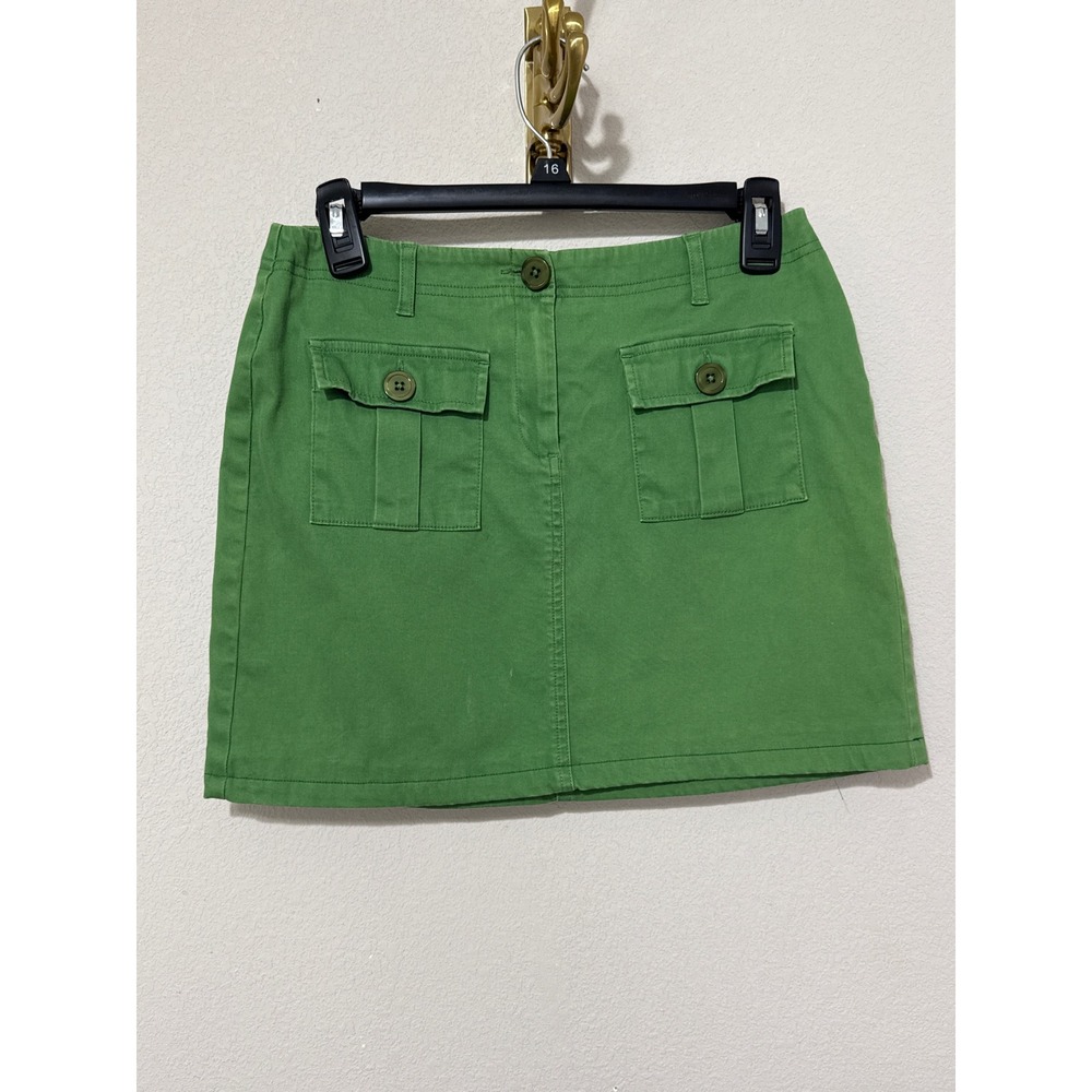 Ann Taylor Cargo Mini Skirt Womens 4P Green Corduroy Utility Pocket Petite